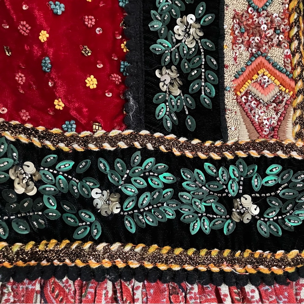 ZARA Paisley Velvet Embellished Boho Topper Jacket L Bell Sleeve Boho Maximalist - Picture 6 of 16